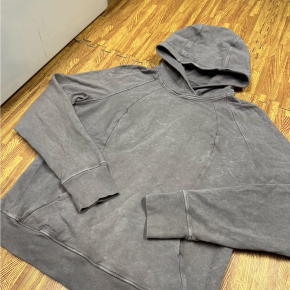 Lululemon Womens Scuba Pullover Hoodie Size 10 Grey Washed Sweatshirt Hood - Picture 3 of 6